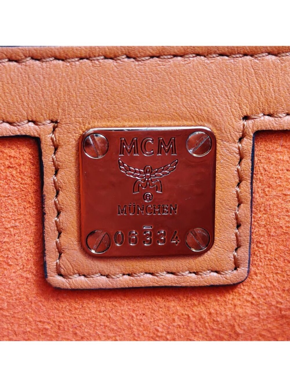 MCM Visetos Spike Crossbody Bag Cognac Brown Monogram Shoulder Bag - Picture 13 of 14